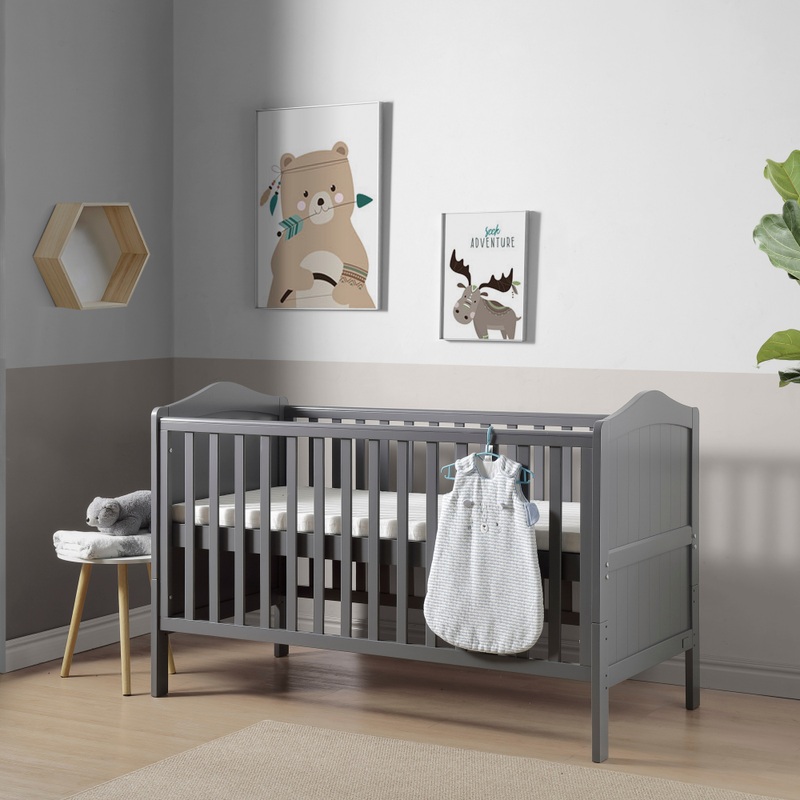 Nested Sorrento Wooden Cot Bed Charcoal