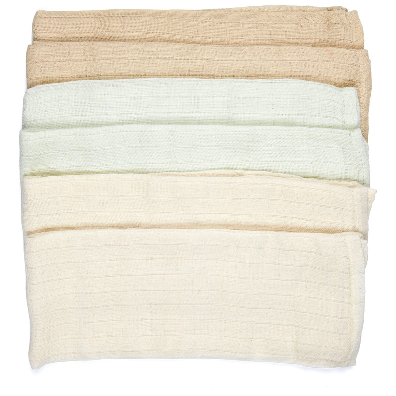 Lilly & Fynn Spuugdoeken 6-stuks set in Ecru, Beige en Ijsblauw