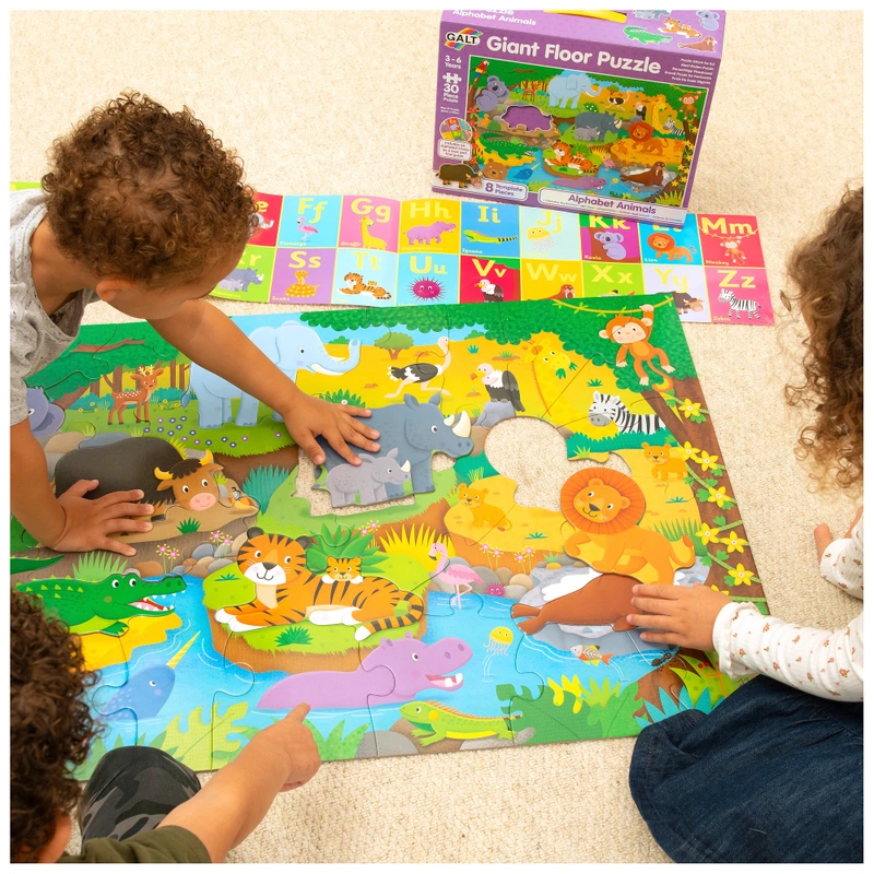 Close up of Galt alphabet animal puzzle pieces