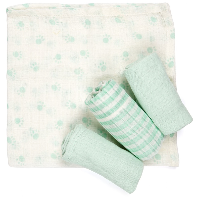 Lilly & Fynn spuugdoeken 4-delige set Lichtblauw/wit