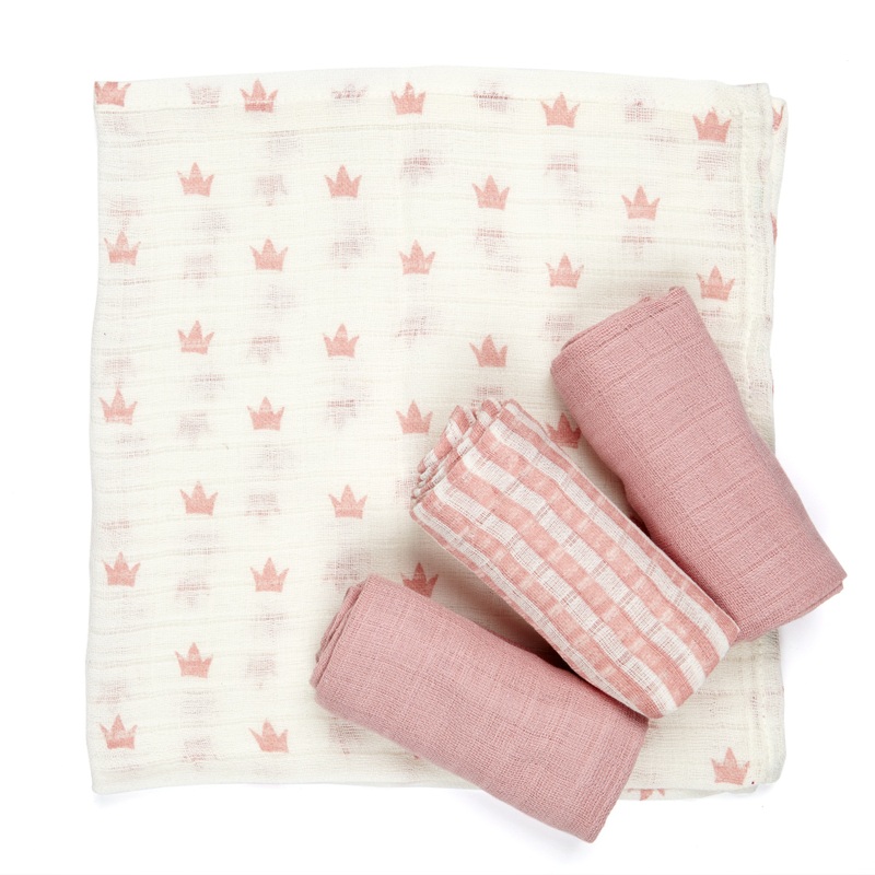 Lilly & Fynn Spuugdoeken 4-set wit/Roze