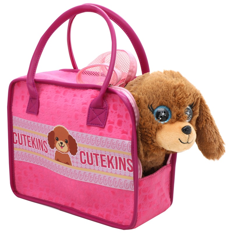 Cutekins Knuffel Puppy met Handtas 20 c m