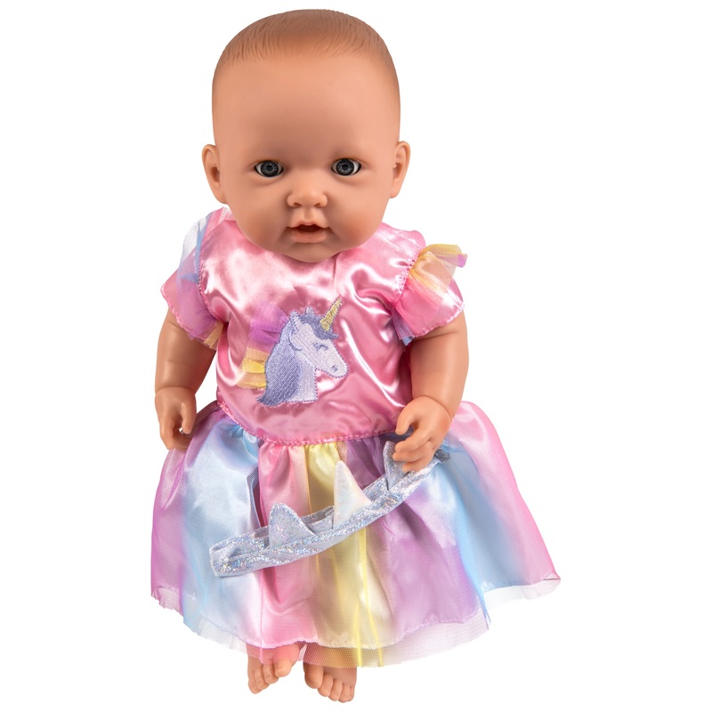 Ivy & Lily - Robe Rose Licorne avec Bandeau pour Poupon