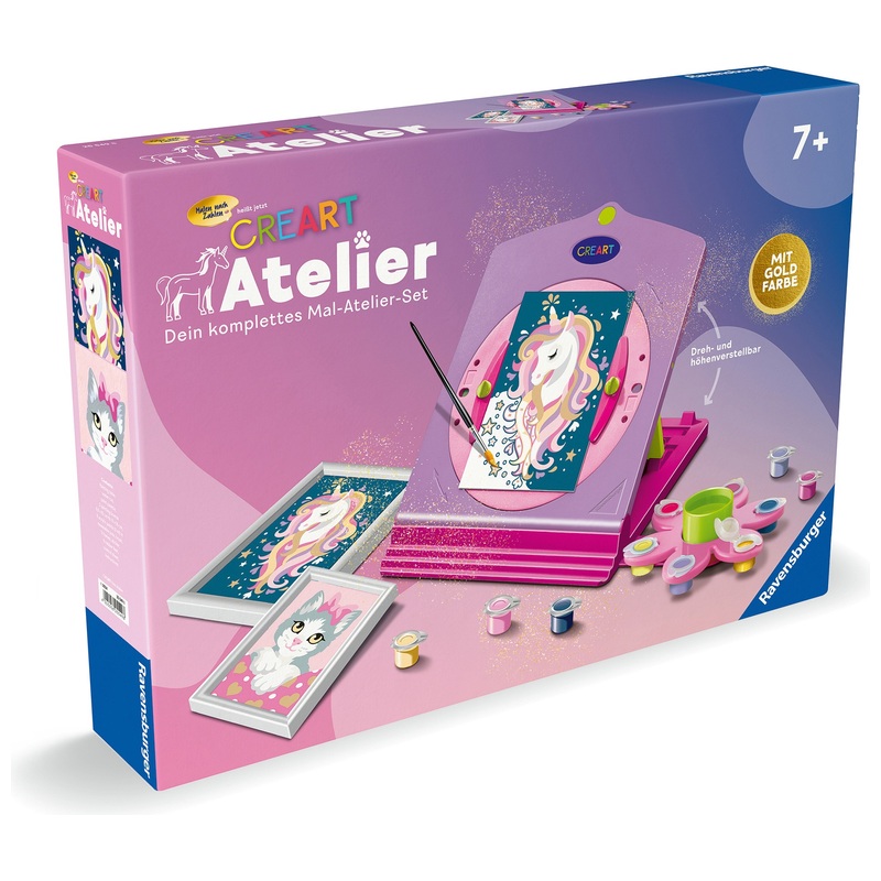 Ravensburger Malen Nach Zahlen Atelier – Maltisch Mit Drehfunktion, Inkl. 3 Maltafeln, Farben, Pinsel & Zubehör