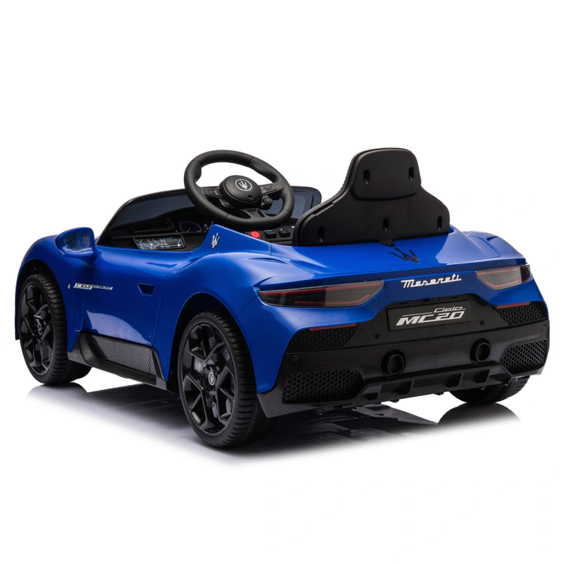Child driving Maserati MC20 12V Electric Ride On Blue UK