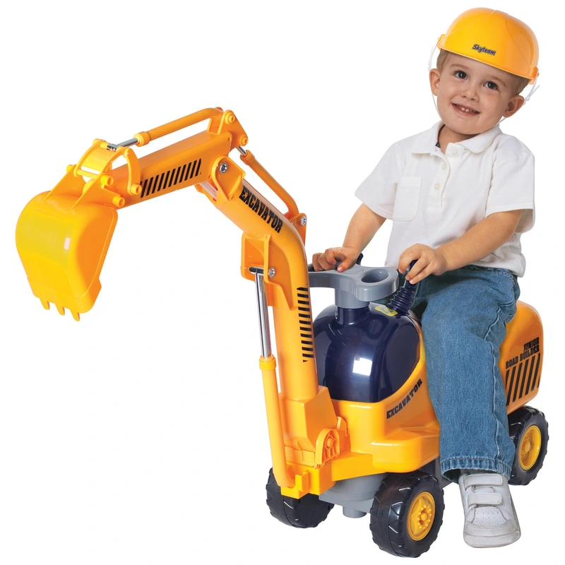 Micro Excavator Push-Along Ride On with Digger and Hard Hat UK