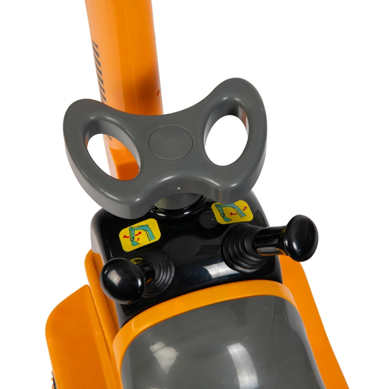 Working the digger arm on the ride on toy