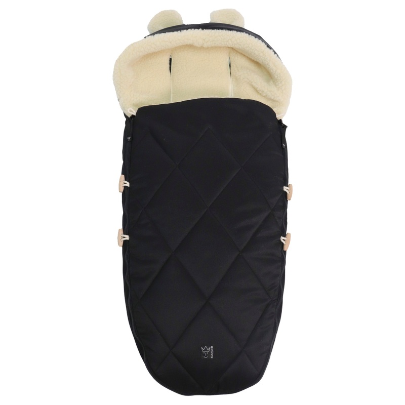 Kaiser Fußsack für Kinderwagen XL Ears Wool mit Öhrchen-Kapuze schwarz