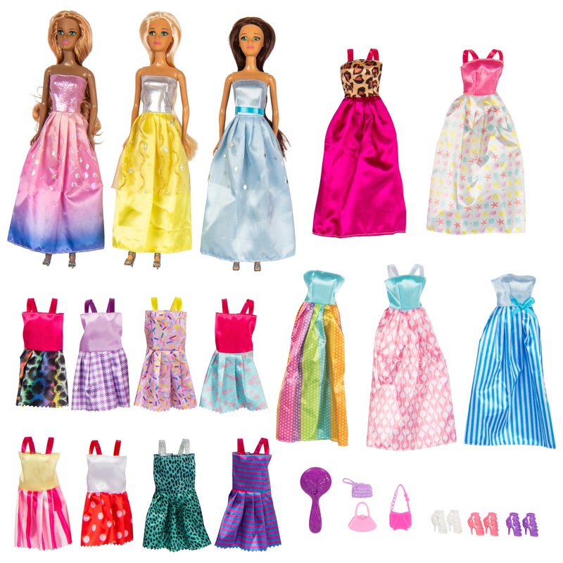 Coffret 3 Poupées Avec Tenues et Accessoires