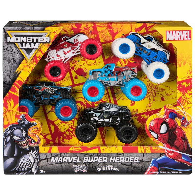 Monster Jam - Marvel 1/64 Coffret 5 Monster Trucks - Modèle Aléatoire