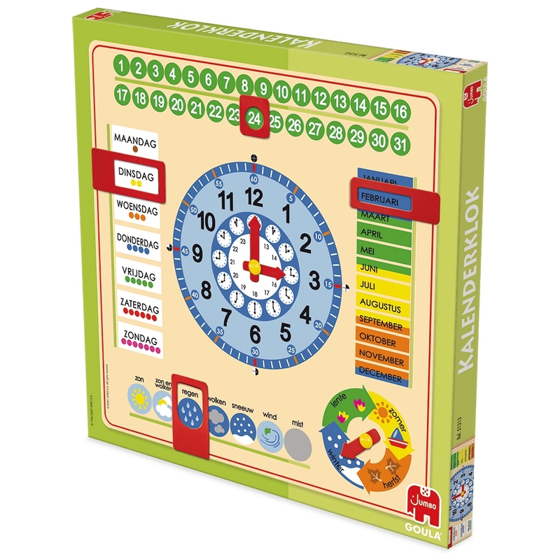 Jumbo Houten Kalenderklok Leerklok