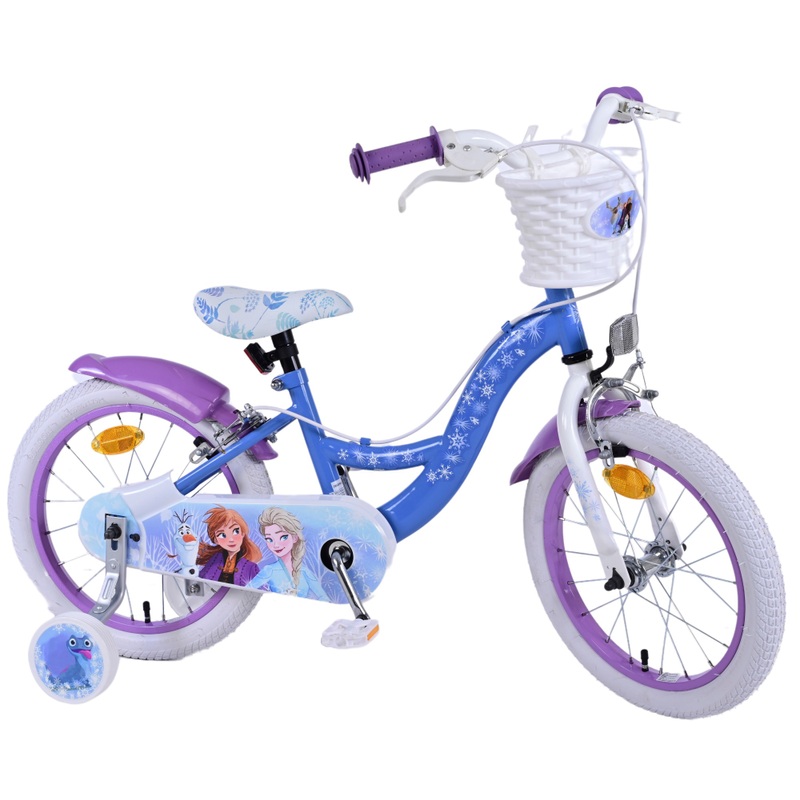 16 Inch Fiets Disney Frozen Kinderfiets met Zijwieltjes paars/blauw