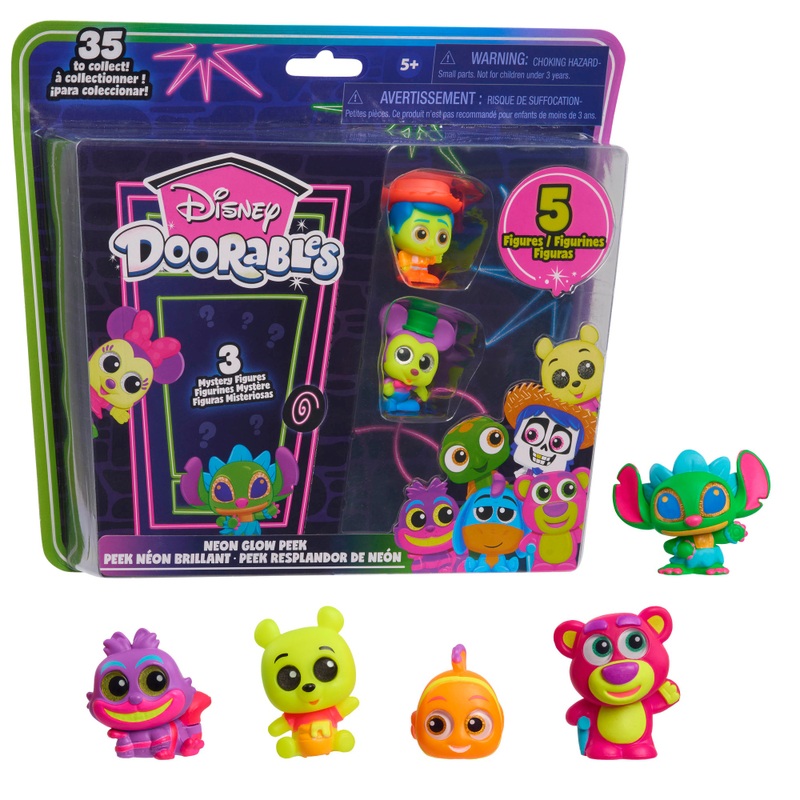 Disney Doorables - Coffret Figurines Neon Glow Peek - Modèle Surprise