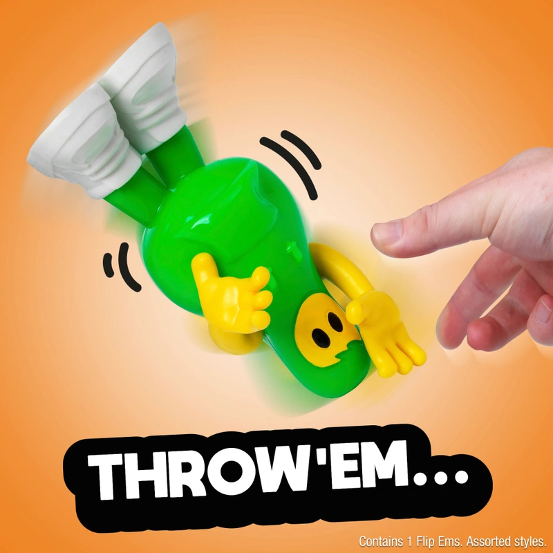 Close up of weighted Flip'Ems character bottles UK
