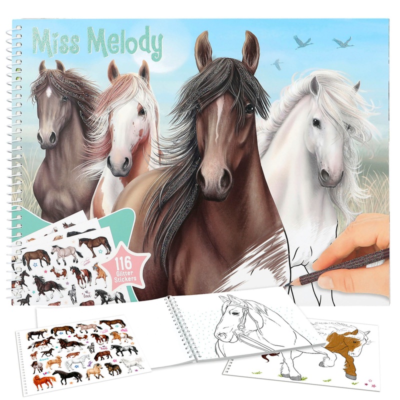 Miss Melody kleurboek Paarden met glitterstickers