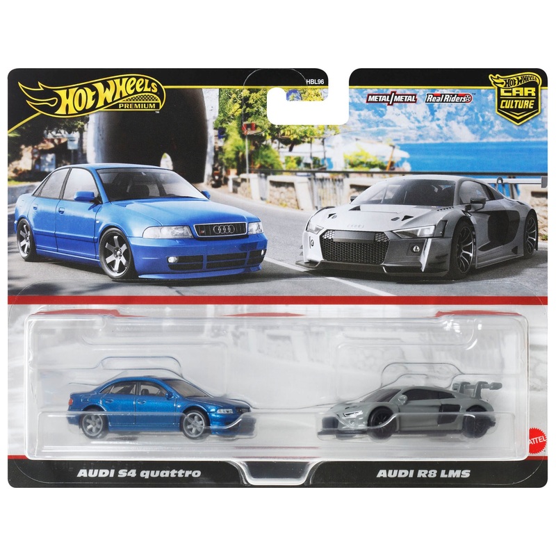 Hot Wheels - Car Culture Premium 1/64 Véhicules Audi S4 Quattro et Audi R8 LMS