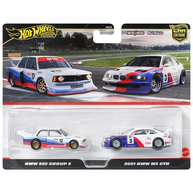 Hot Wheels Premium Car Culture Auto's 2-Pack BMW 320 Groep 5 en 2001 BMW M3 GTR 2-Delige Set