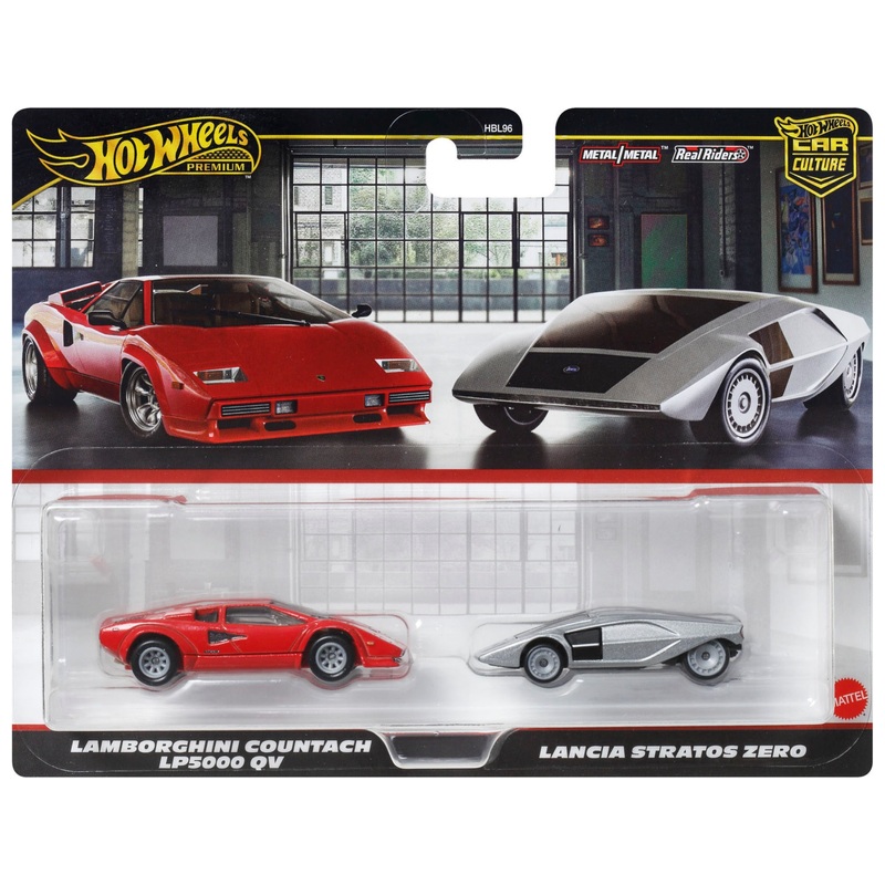 Hot Wheels Premium Car Culture Auto's Lamborghini Countach LP5000 QV en Lancia Stratos Zero 1:64