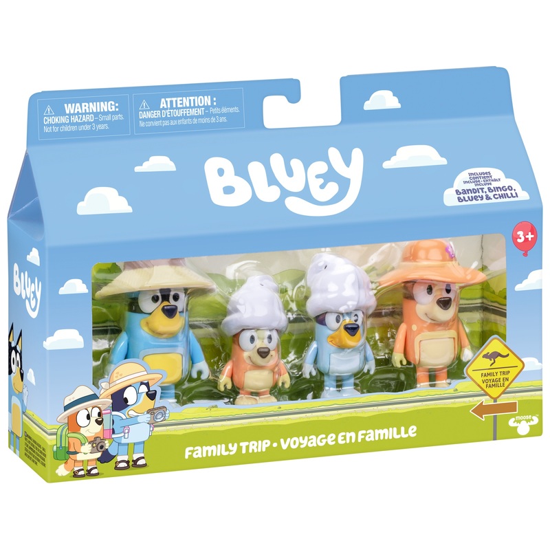 Bluey - Coffret 4 Figurines La Famille en Voyage