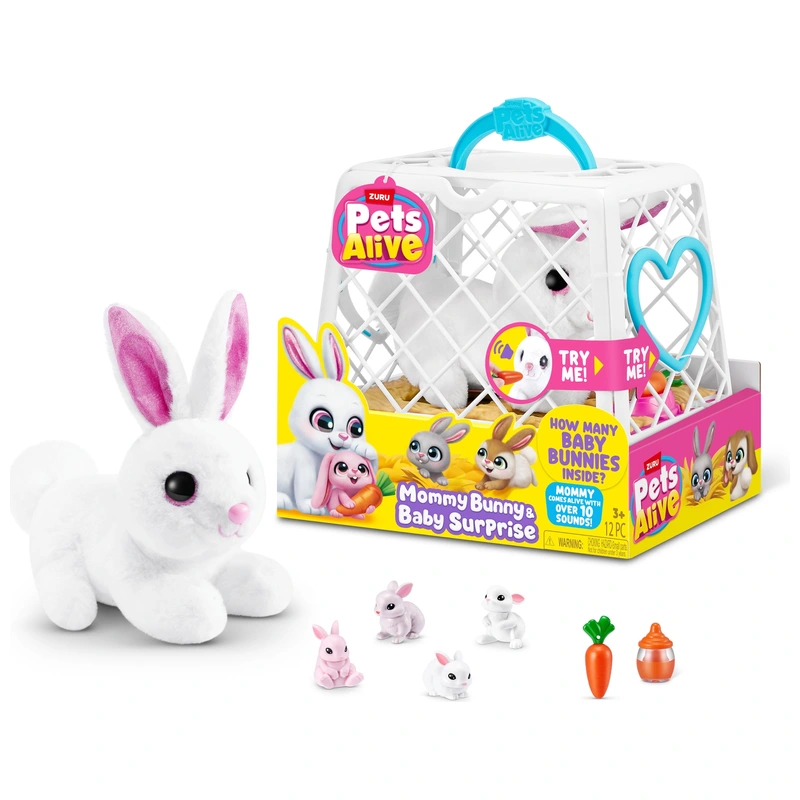 Pets Alive by ZURU Mommy Bunny & Baby Surprise Plush Set