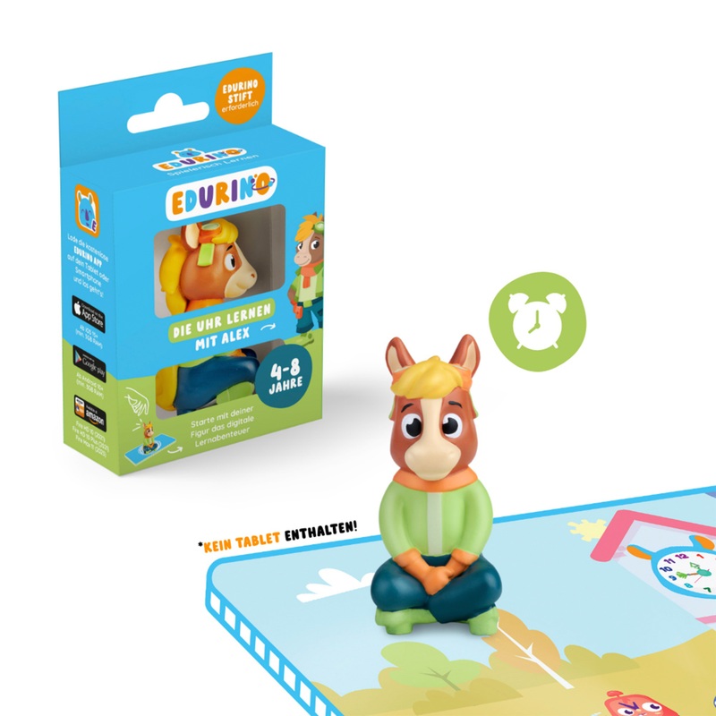 Edurino Figur Alex Erste Uhrzeiten für Lernapp und