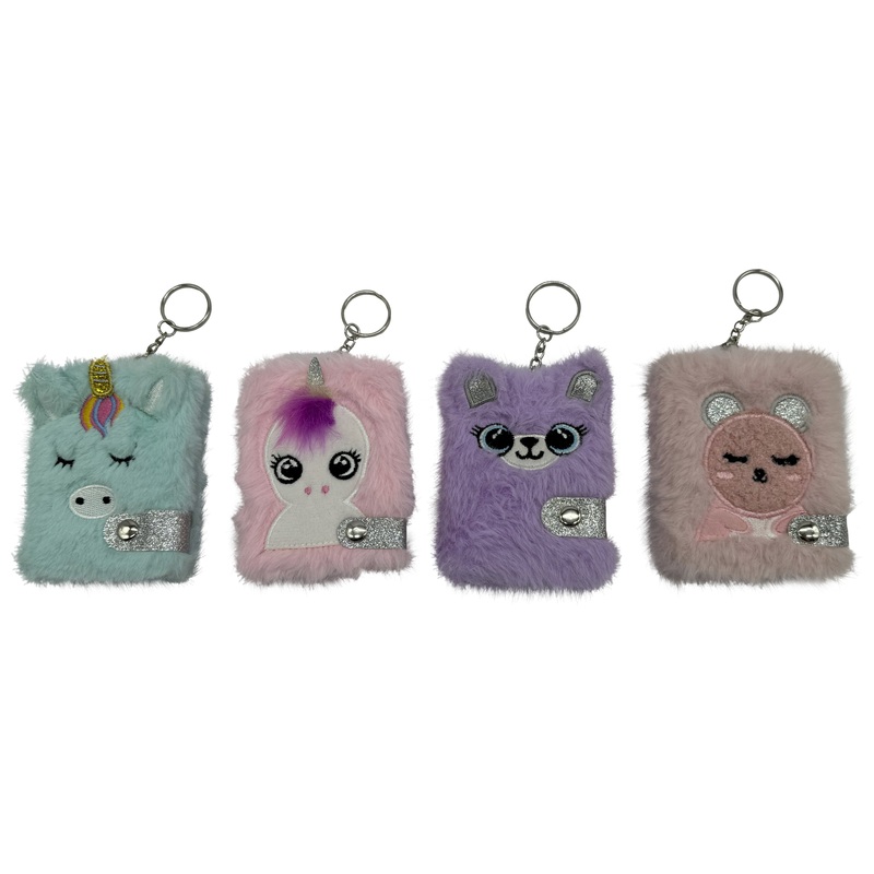 Pocket Play Fluffy Sleutelhanger met Notitieboekje assorti