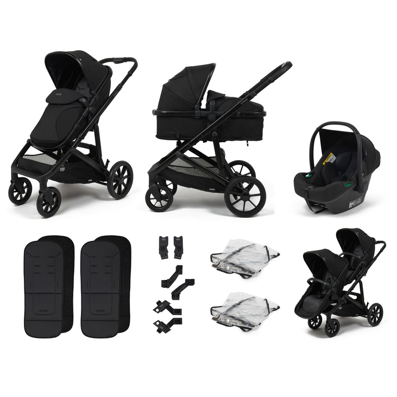 Zummi Strive Single-to-Double Travel System with EnfaSafe i-Size R129 Car Seat Midnight