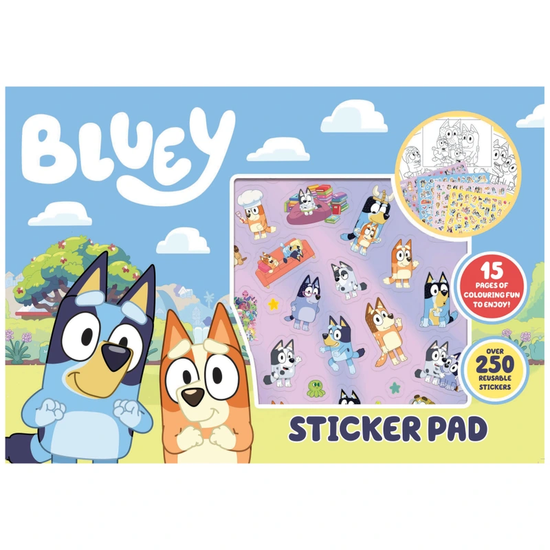 Bluey Colouring Pages Sticker Pad UK featuring 250 stickers