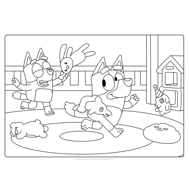 Child using Bluey colouring pages and stickers