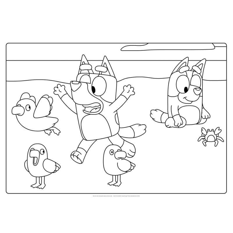 Close up of reusable Bluey character stickers