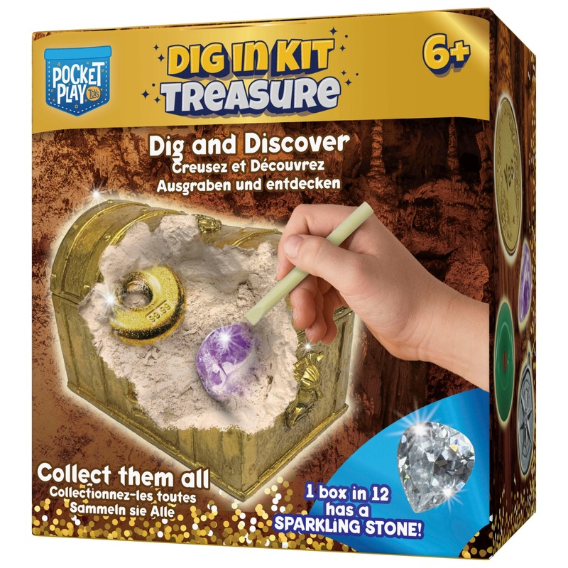 Pocket Play Dig in Kit Gold Treasure Chest Smyths Toys Ireland