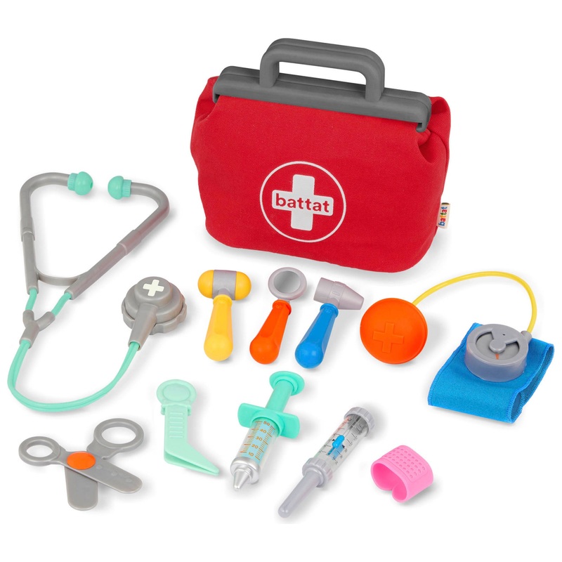 Battat Speelset Dokterstas met Accessoires 11-delig rood