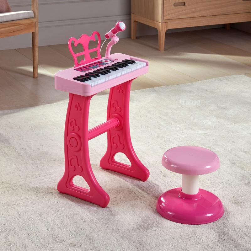 Big Steps - Clavier Musical 37 Touches avec Micro et Tabouret - Rose
