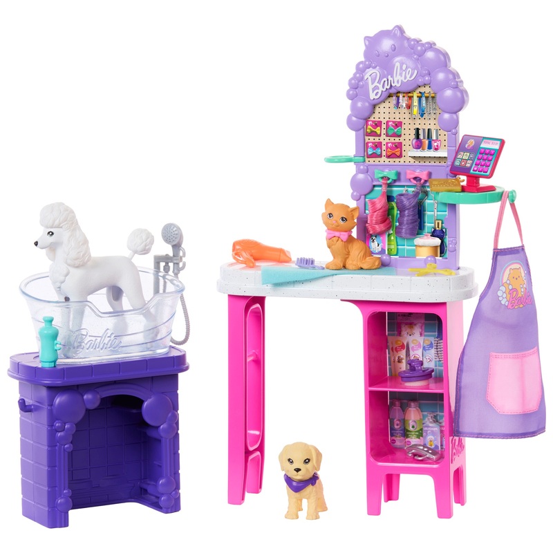 Barbie World Speelset Trimsalon met Honden en Katten met Kleurverandering
