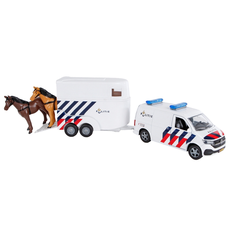 Volkswagen Transporter Politie met Paardentrailer 28 cm