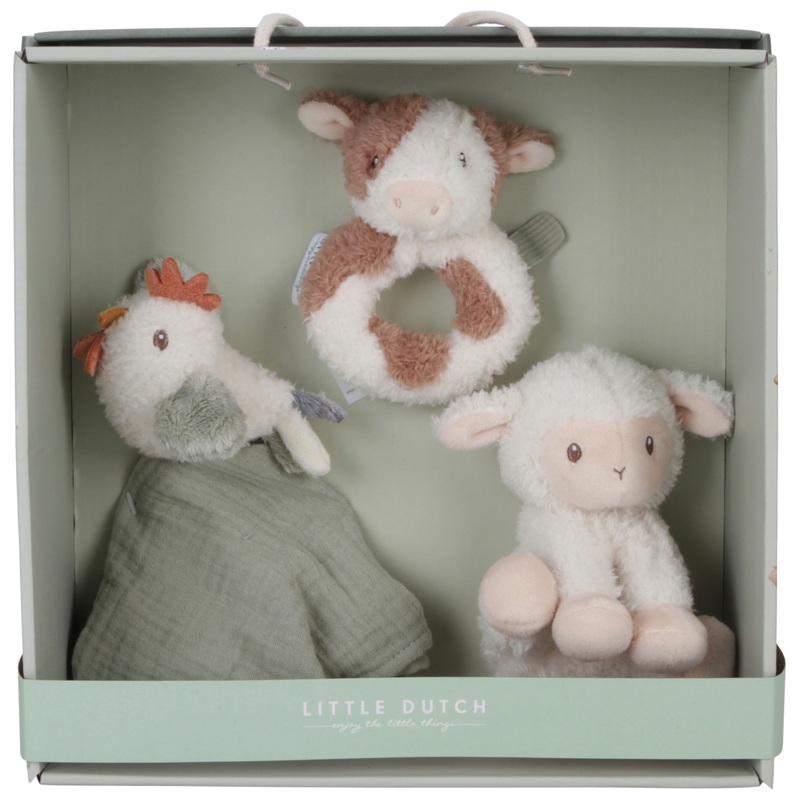 Little Dutch Geschenkset Little Farm met Knuffel, Knuffeldoekje en Rammelaar