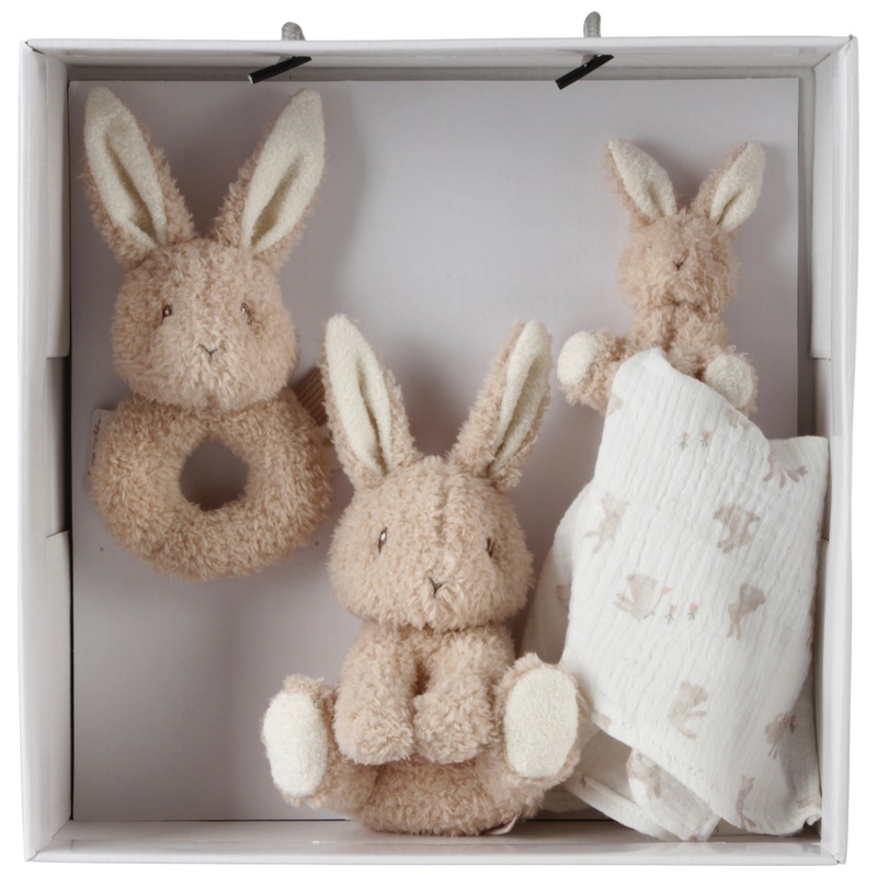 Little Dutch Geschenkset Baby Bunny met Knuffel, Knuffeldoekje en Rammelaar