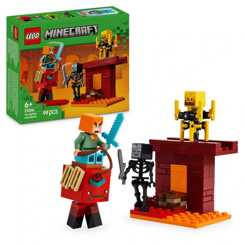 LEGO Minecraft 21266 The Nether Lava Battle set UK box art