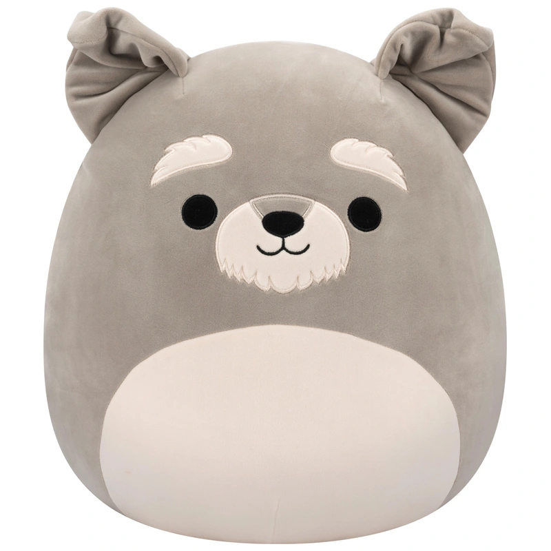 Original Squishmallows Shaun the Grey Schnauzer 40cm front view UK