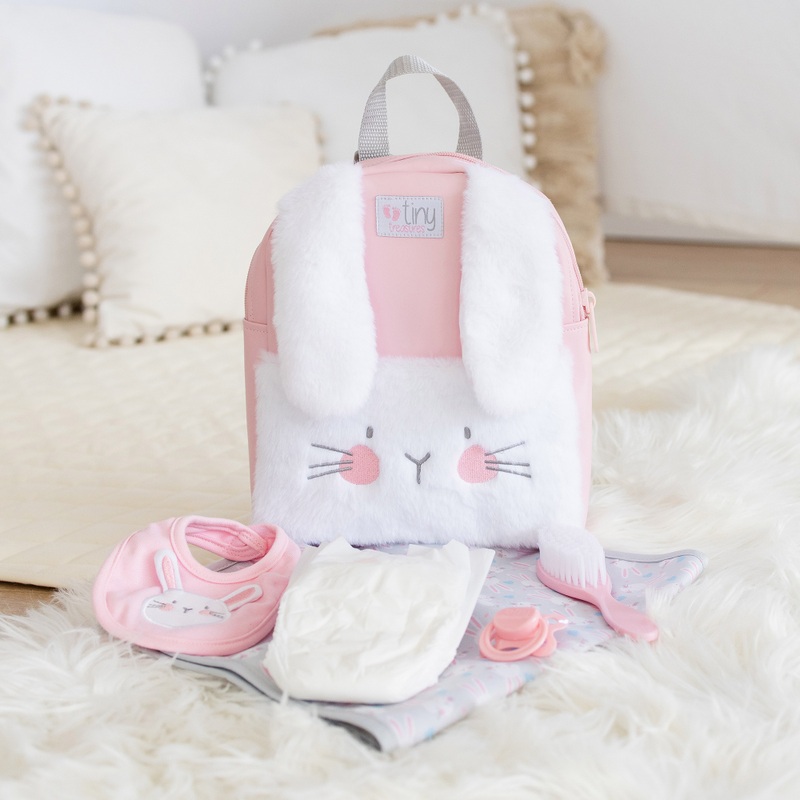Tiny Treasures Changing Bag & Accessories Pink Bunny