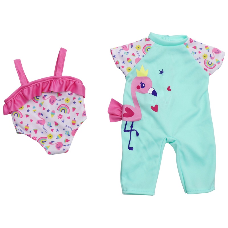 Ivy & Lily - Ensemble Tenue de Bain Flamant Rose pour Poupon 43 cm