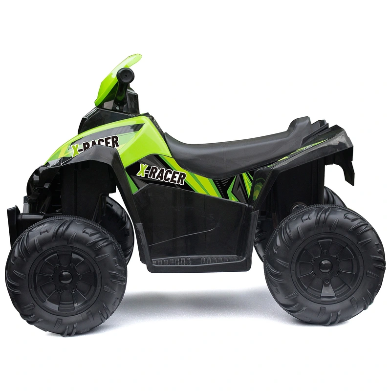 Child riding X-RACER 12V quad in garden UK