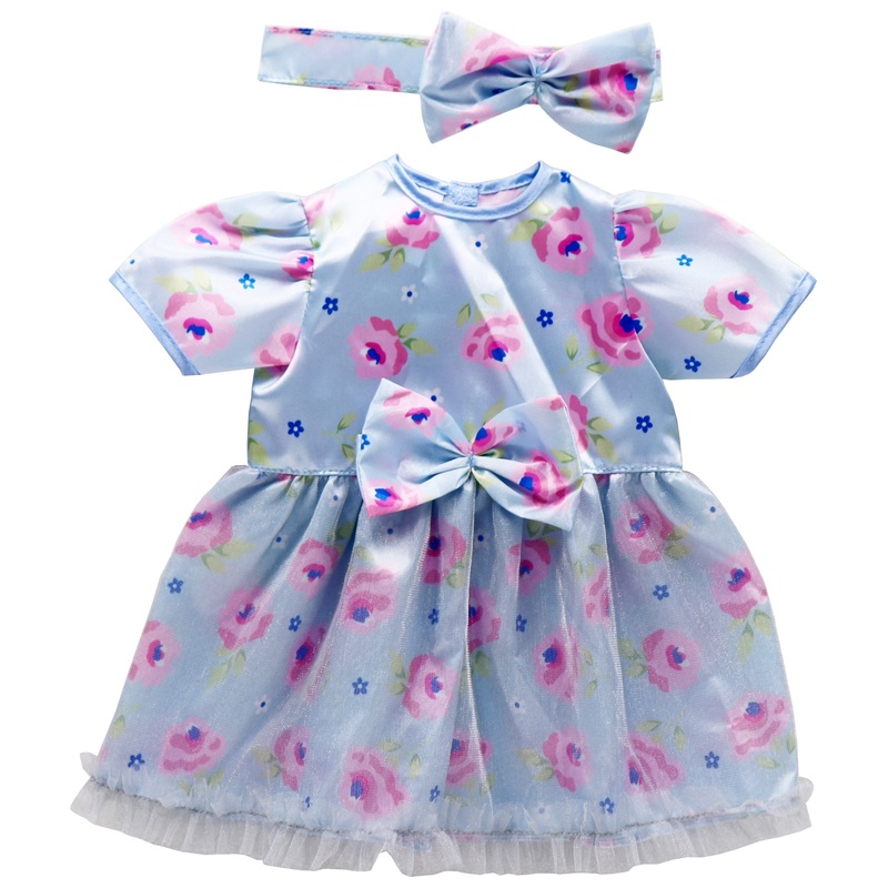 Ivy & Lily Poppenkleertjes Feestjurk en Hoofdband blauw 43cm