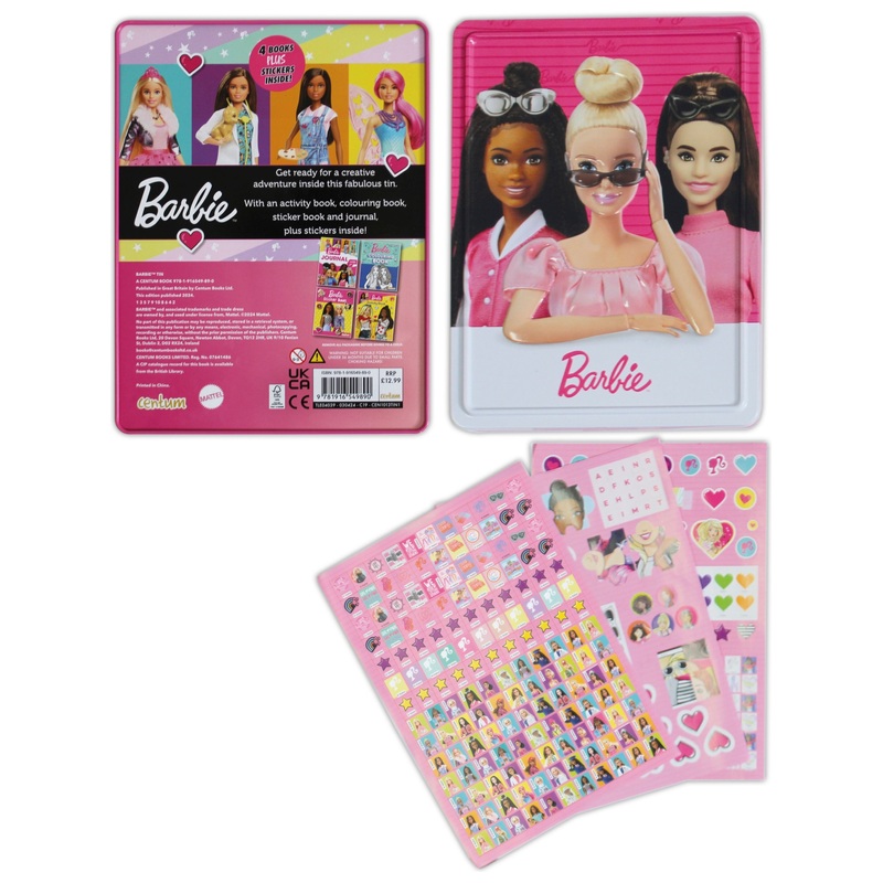 Barbie Colouring Pages Book and Stickers Pack Activity Tin