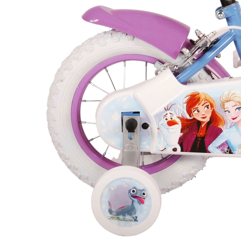 Disney Frozen bike stabilisers close up UK