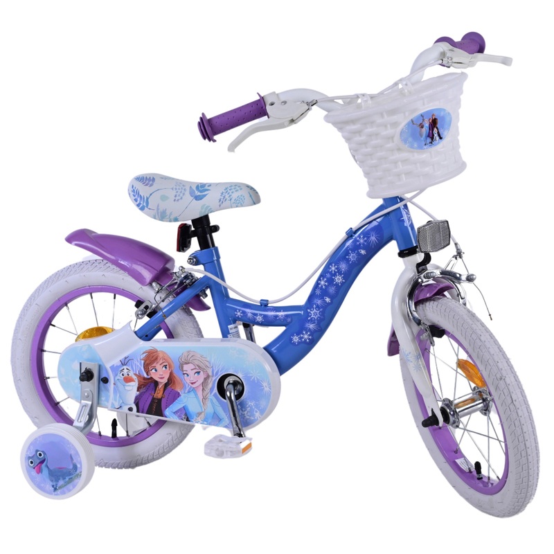 14 Inch Kinderfiets Disney Frozen met Zijwieltjes paars