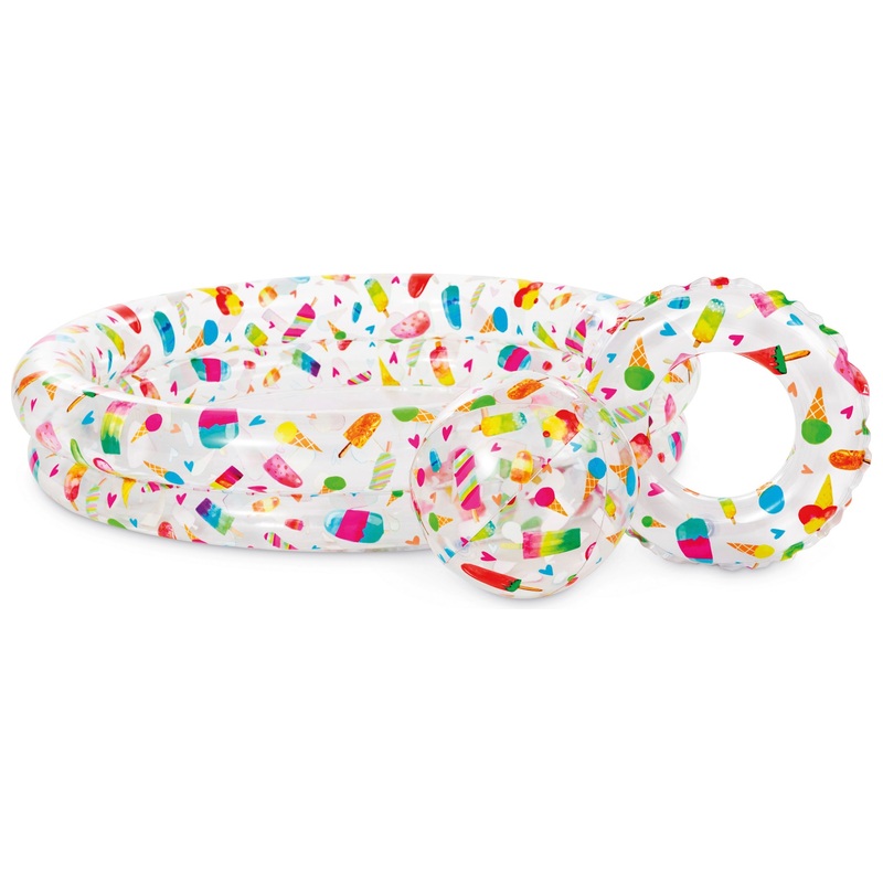 Intex zwembad met strandbal en zwemring 122 x 25 cm