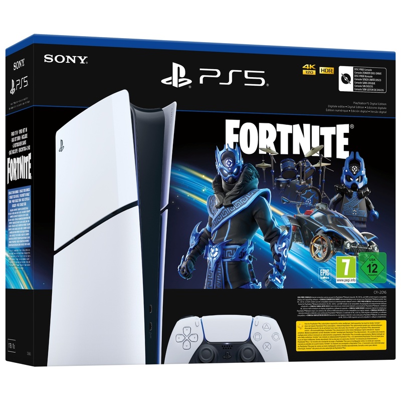 Playstation 5 Fortnite Cobalt Star-bundel Digital Edition Slim wit