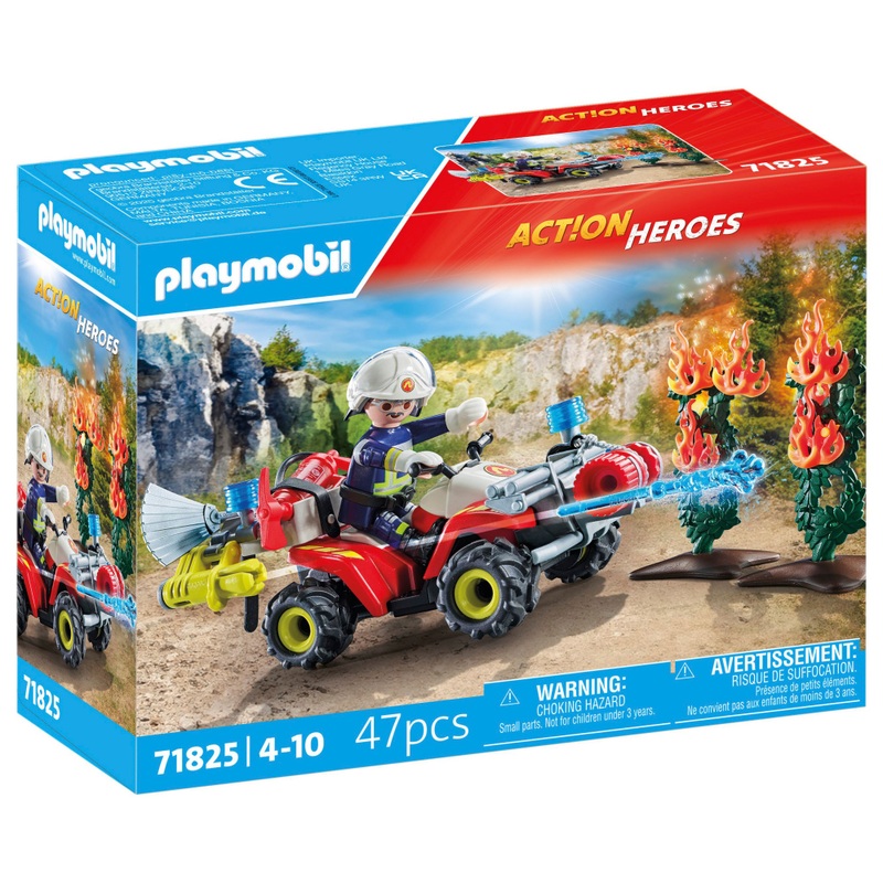Playmobil - Action Heroes 71825 Pompier avec Quad et 2 Arbustes Enflammés