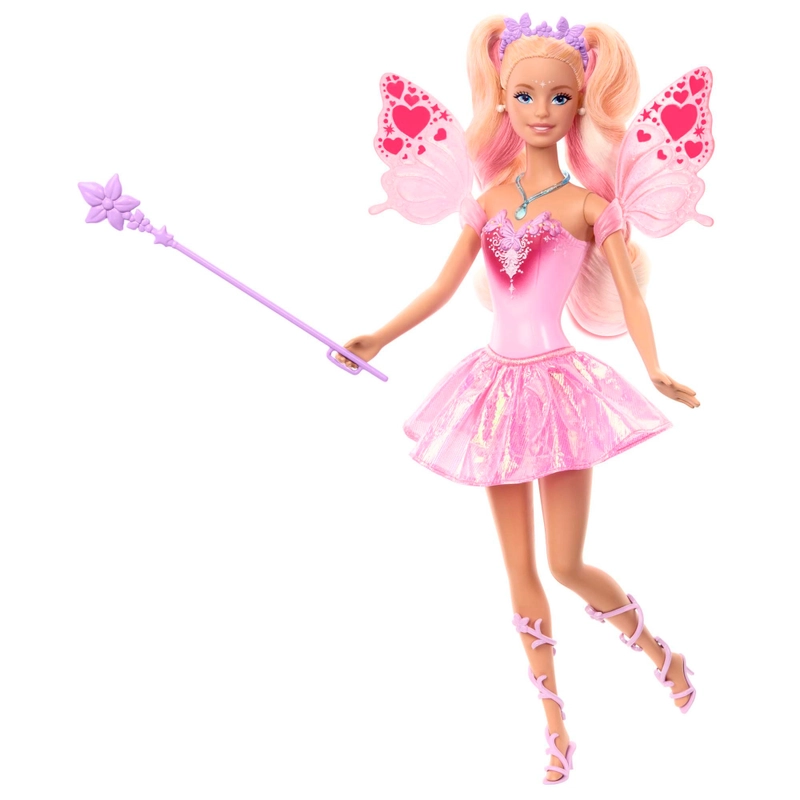 Close up of Barbie fairy doll colour changing details